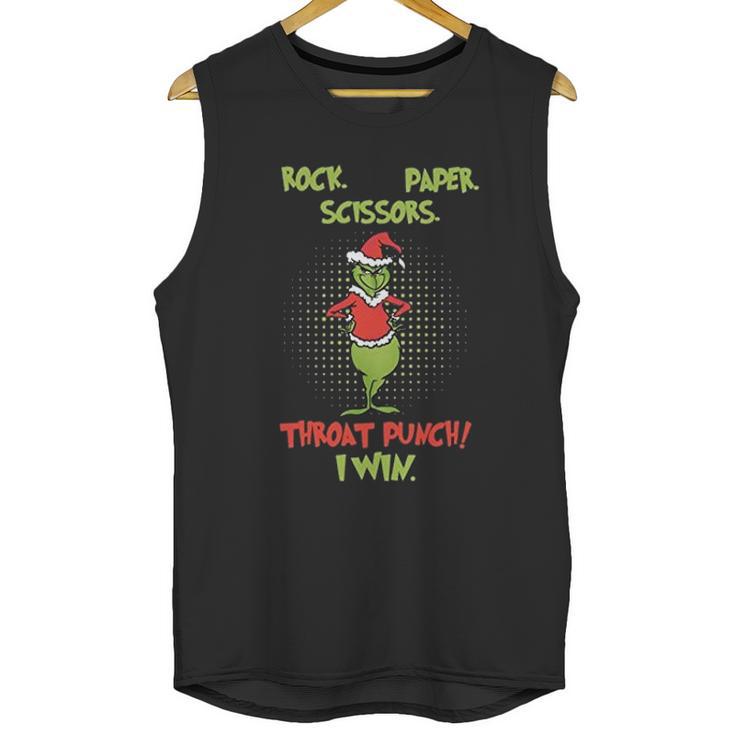 Rock Paper Scissors Throat Punch I Win Funny Grinch Unisex Tank Top