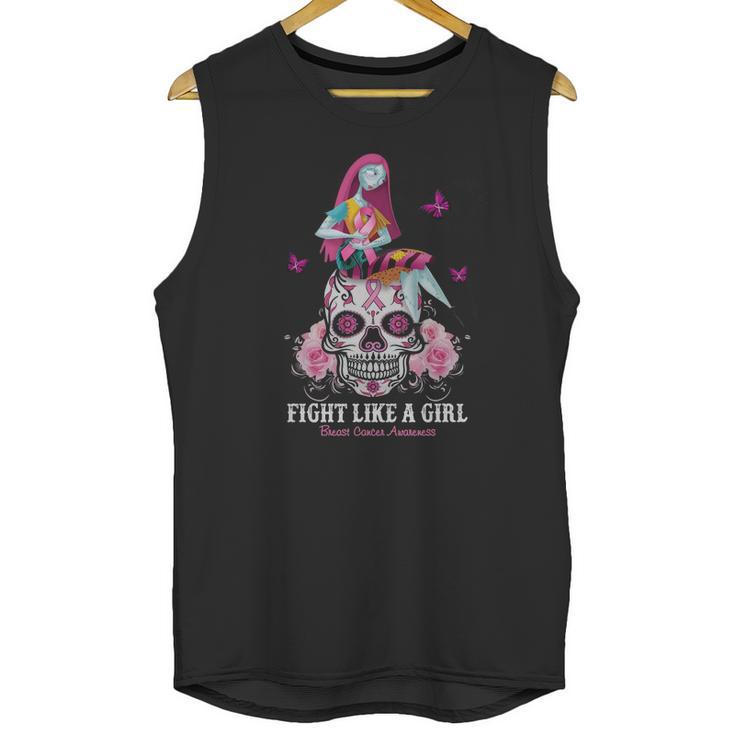 Sally Fight Like A Girl Breast Cancer Awareness Sugar Skull Shirt Unisex Tank Top