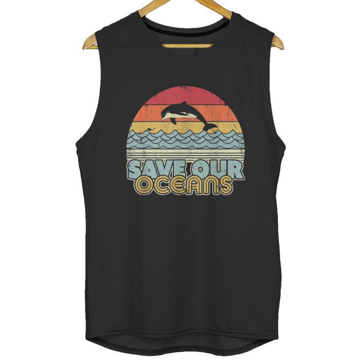 Save Our Oceans Dolphin Retro Style Climate Change Unisex Tank Top