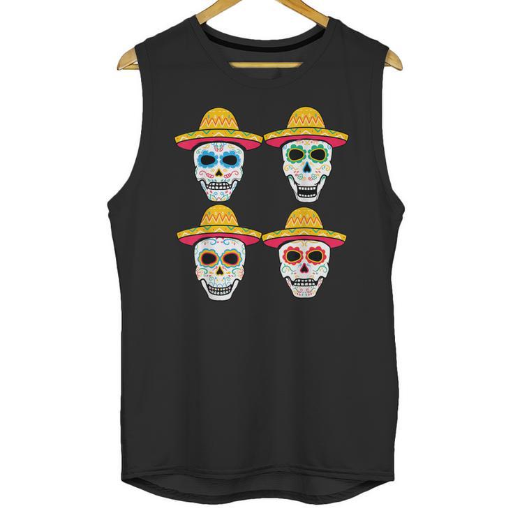 Sugar Skull Sombrero Dia De Los Muertos Mexican Day Of Dead Unisex Tank Top