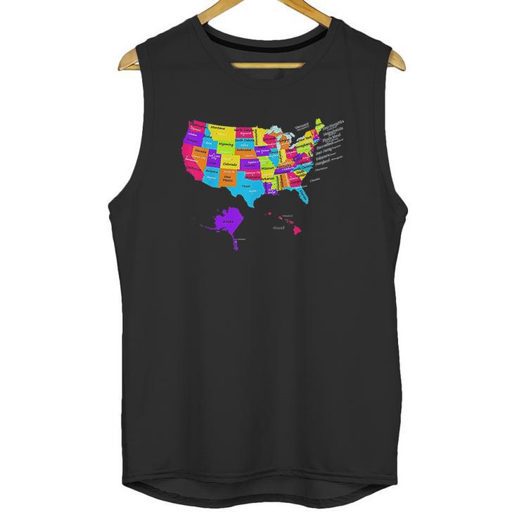 United States Map With States And Capital Cities Unisex Tank Top