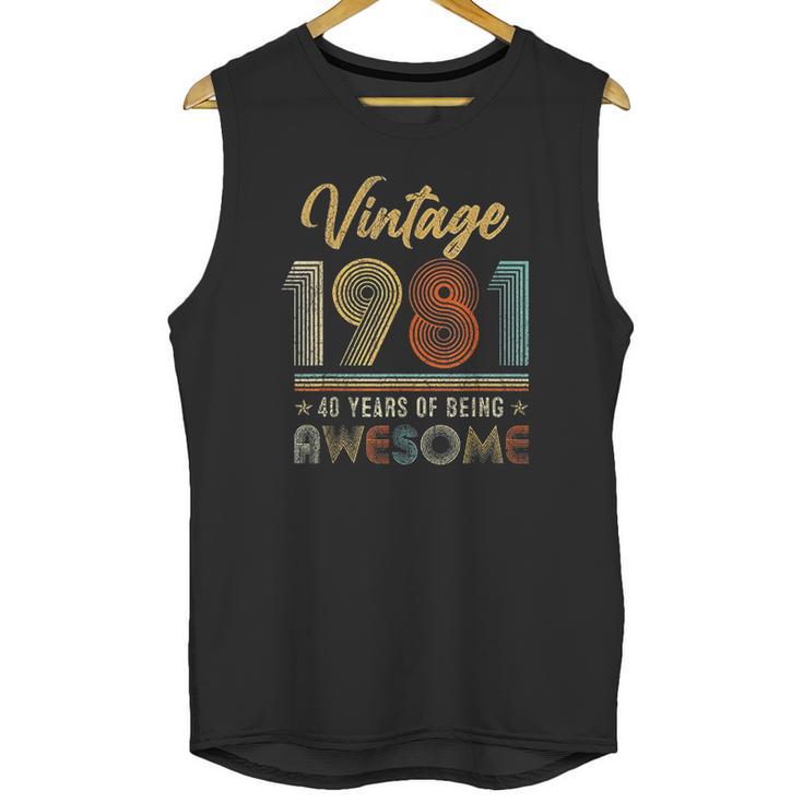 Vintage 1981 41 Years Of Being Awesome 41St Birthday Gifts Unisex Tank Top