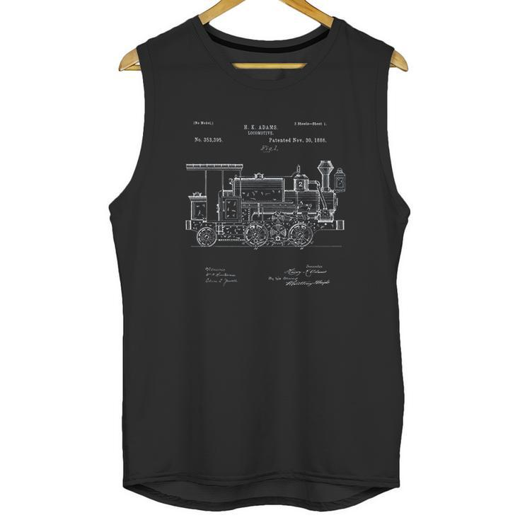 Vintage Patent Print 1886 Locomotive Steam Train Gift Unisex Tank Top