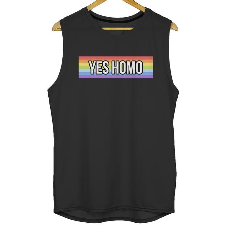 Yes Homo Gift Funny Gay Pride Month Meaningful Gift Graphic Design Printed Casual Daily Basic Unisex Tank Top