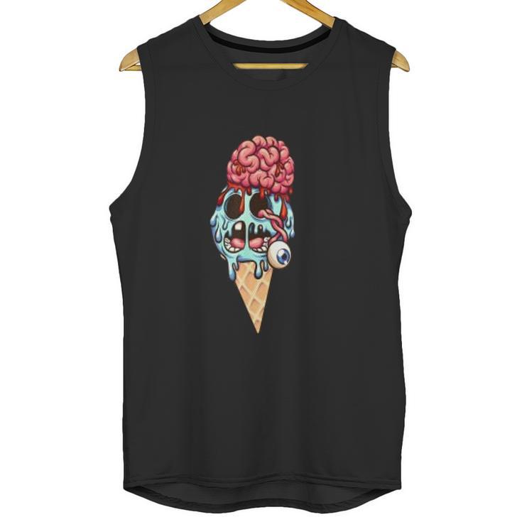 Zombie Ice Cream With The Brain And Eye Popping Out Unisex Tank Top