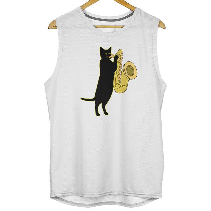 Cat Playing Saxophone Shirt Cool Wind Instrument Sax Gift Unisex Tank Top