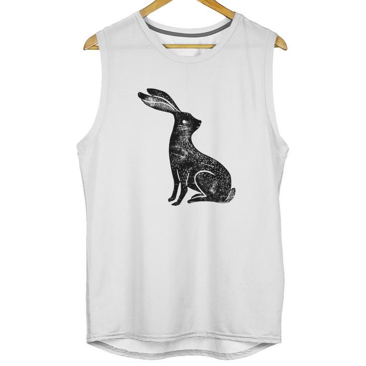 Hare Lino Print Hare Mad March Animal Unisex Tank Top