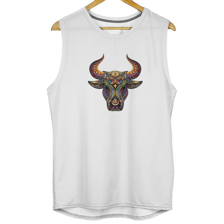 Mosaic Bull  Artistic Cow Artist Painting Tee Unisex Tank Top