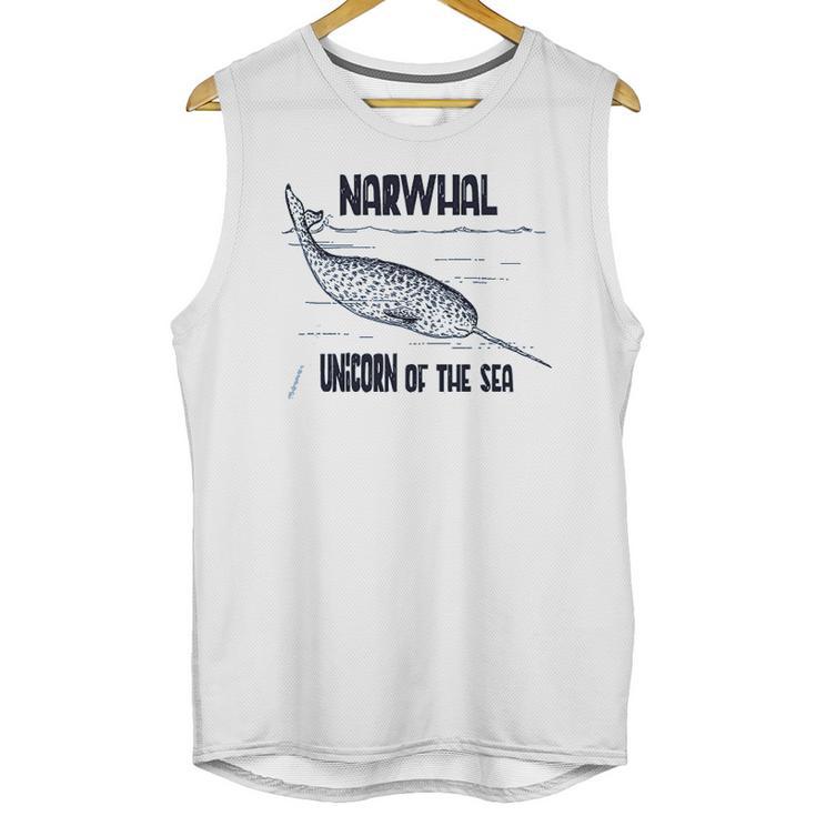 Narwhal Unicorn Of The Sea Humpback Whales Cetaceans Deep Blue Ocean Waves Nautical Marine Mammals Unisex Tank Top