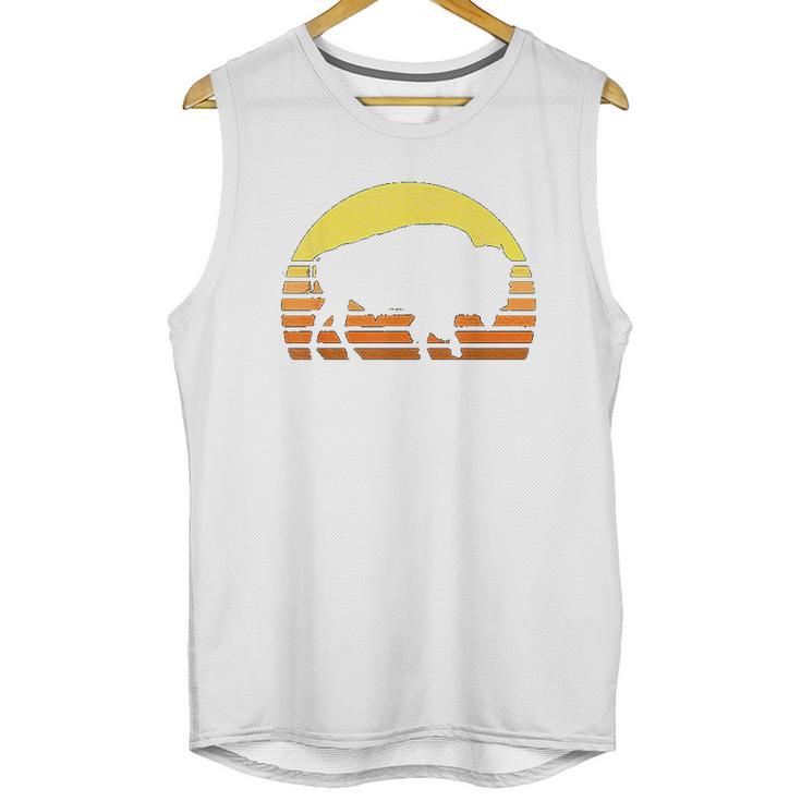 Native American Bison Buffalo Bull Western Indian Retro Sun Unisex Tank Top