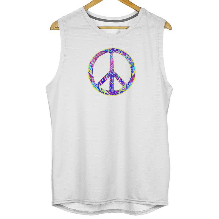 Peace Symbol In Easter Colors For Earth Day Jewel Tone Unisex Tank Top