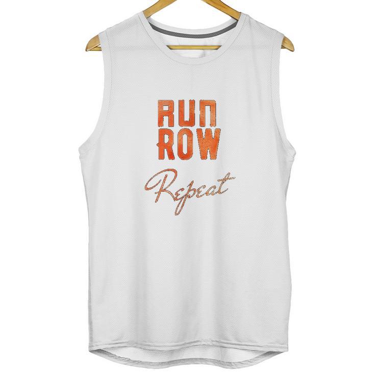 Run Row Repeat Workout With Orange Letters Unisex Tank Top