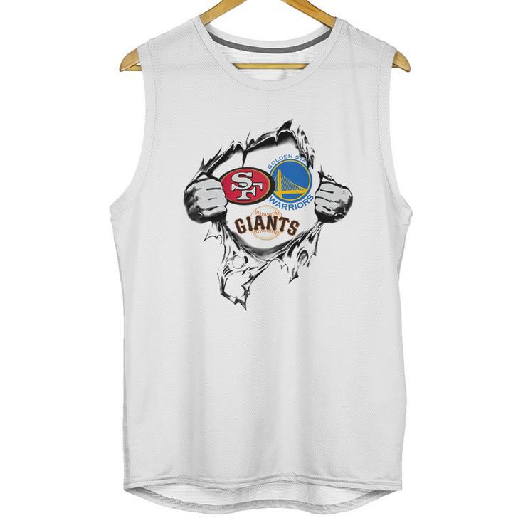 San Francisco 49Ers Golden State Warriors And San Francisco Giants Heartbeatt Shirt T Shirt Tee 1 Unisex Tank Top