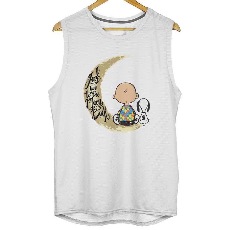 Snoopy Charlie Brown Autism I Love You To The Moon Back Unisex Tank Top