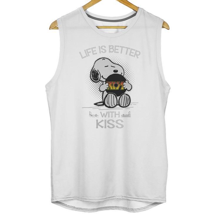 Snoopy Life Is Better With Kiss Band Unisex Tank Top