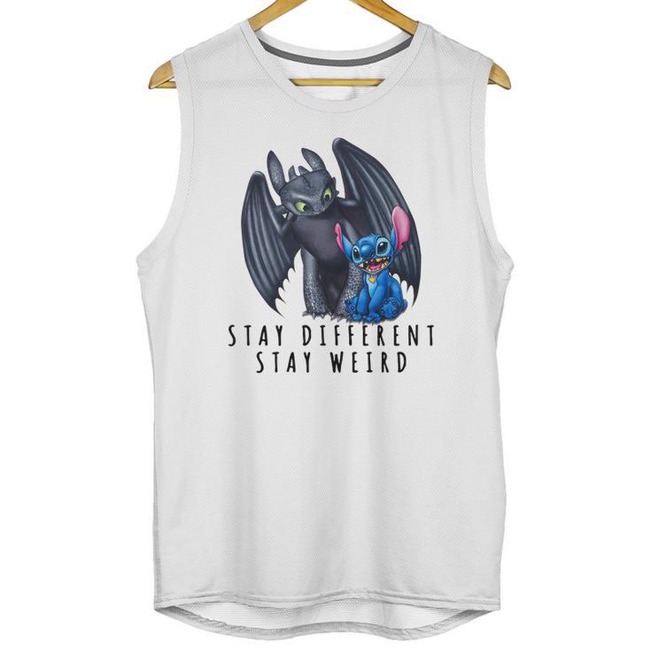 Stitch And Toothless Stay Different Stay Weird Unisex Tank Top