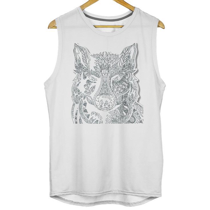 Tribal Wolf Design Unisex Tank Top