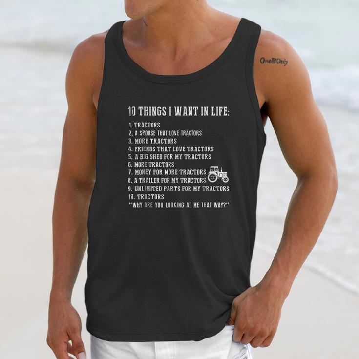 10 Things I Want In Life And All That Is Tractor Unisex Tank Top Gifts for Her