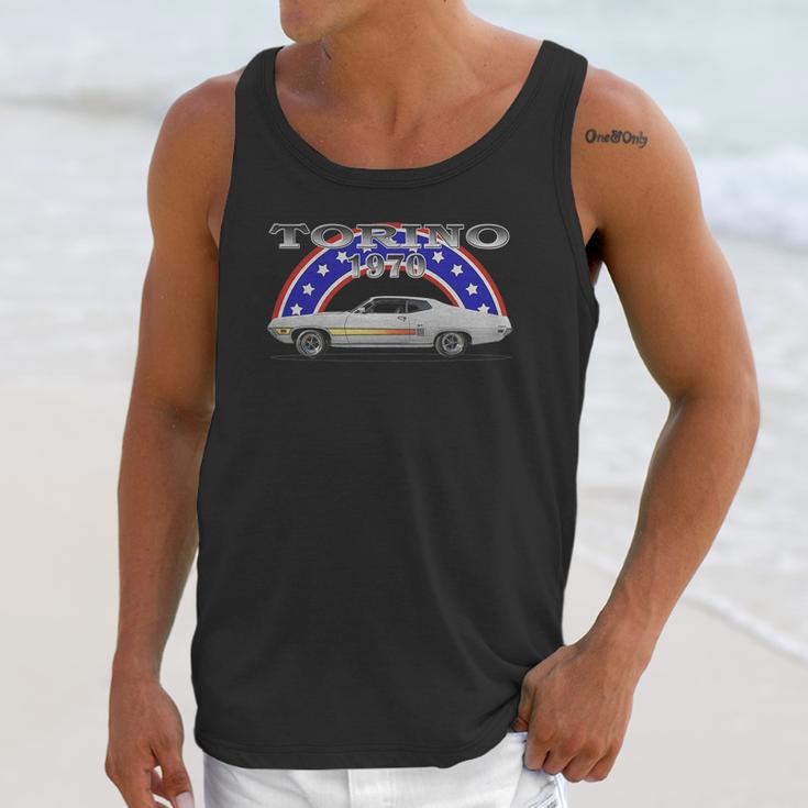 1970 Ford Torino Gt Side White Unisex Tank Top Gifts for Her