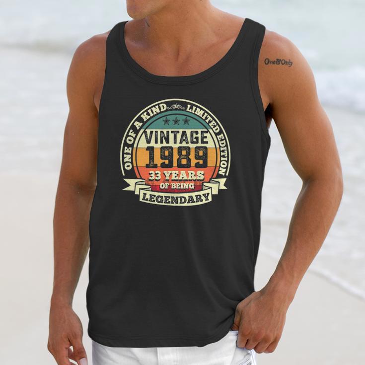 33Rd Birthday Vintage Tee Retro Legendary 1989 33 Years Old Unisex Tank Top Gifts for Her