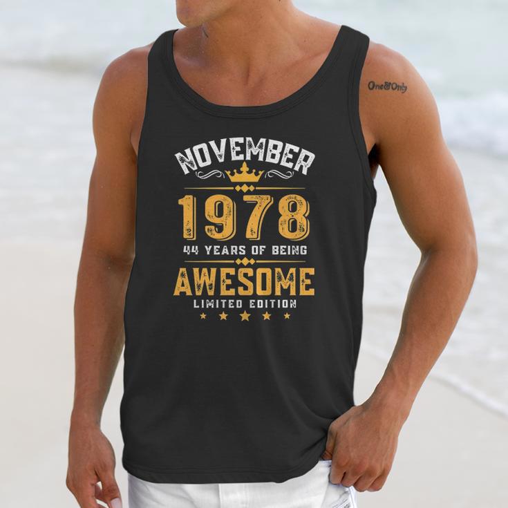 44Th Birthday Gift 44 Years Old Awesome Since November 1978 Ver2 Unisex Tank Top Gifts for Her