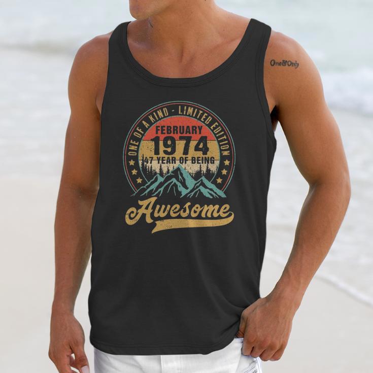 47Th Birthday Gift 47 Years Old Retro Vintage February 1974 Ver2 Unisex Tank Top Gifts for Her