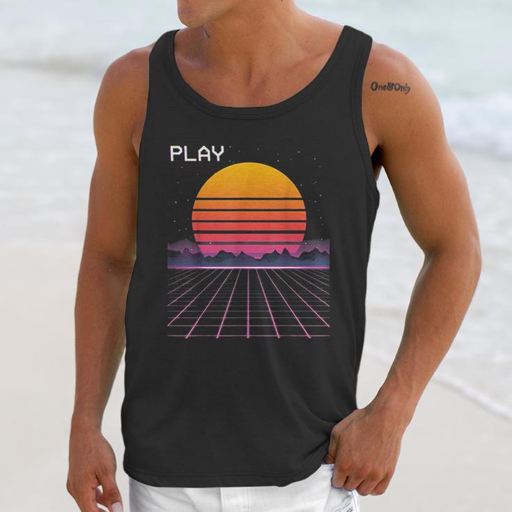 80S Grid Sunset Vaporwave Synthwave Outrun Unisex Tank Top Gifts for Her