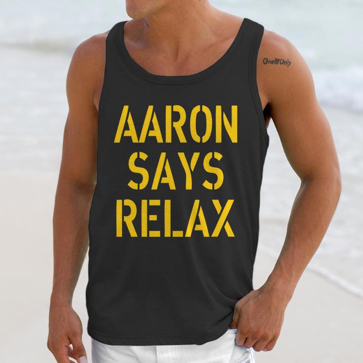 Aaron Says Relax Green Bay Football Quote Graphic Design Printed Casual Daily Basic Unisex Tank Top Gifts for Her