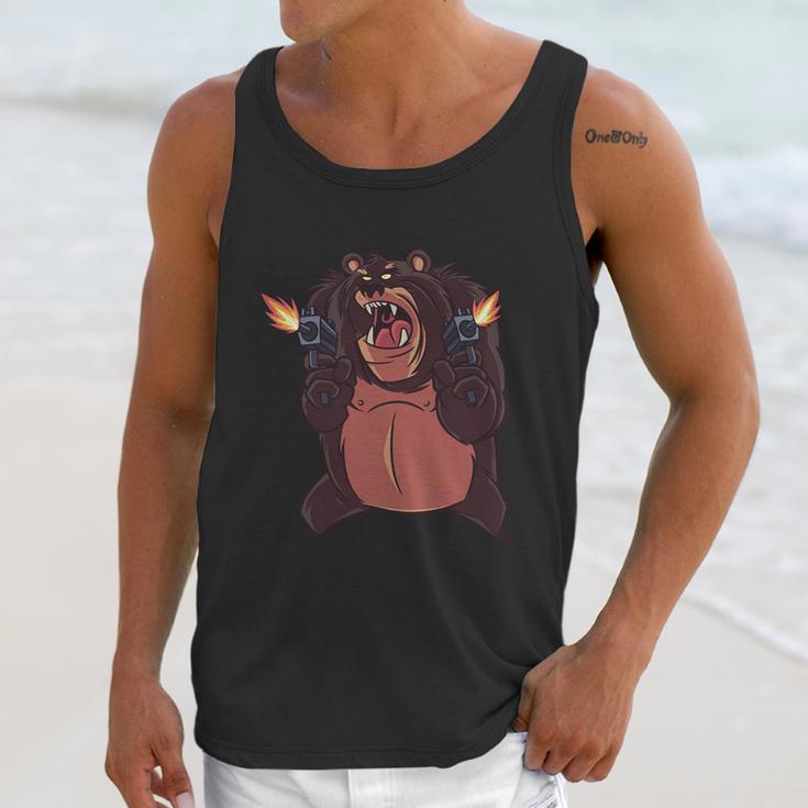 Angry Bear Shooting Unisex Tank Top Gifts for Her