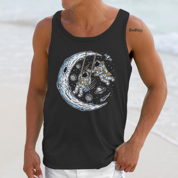 Astronauts Moon Swinging Unisex Tank Top Gifts for Her