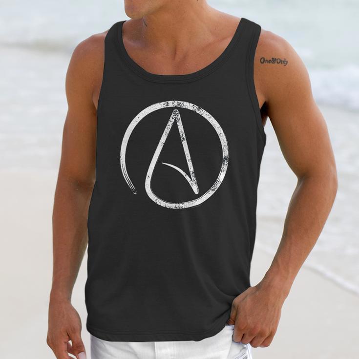 Atheism Symbol Distressed Atheist Unisex Tank Top Gifts for Her