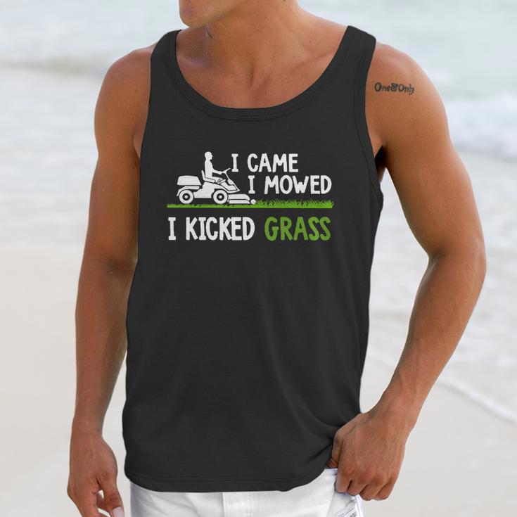 Awesome I Came I Mowed I Kicked Grass Gardener Saying Shirt Unisex Tank Top Gifts for Her