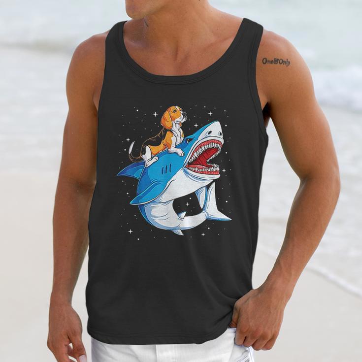 Beagle Riding Shark Jawsome Dog Lover Unisex Tank Top Gifts for Her