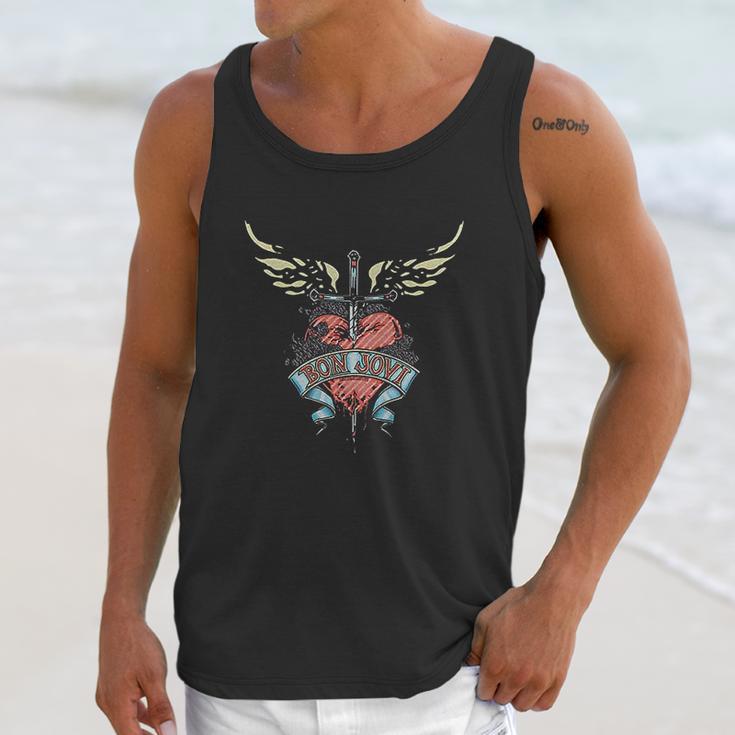 Bon Jovi Logo Heart And Dagger Band Unisex Tank Top Gifts for Her