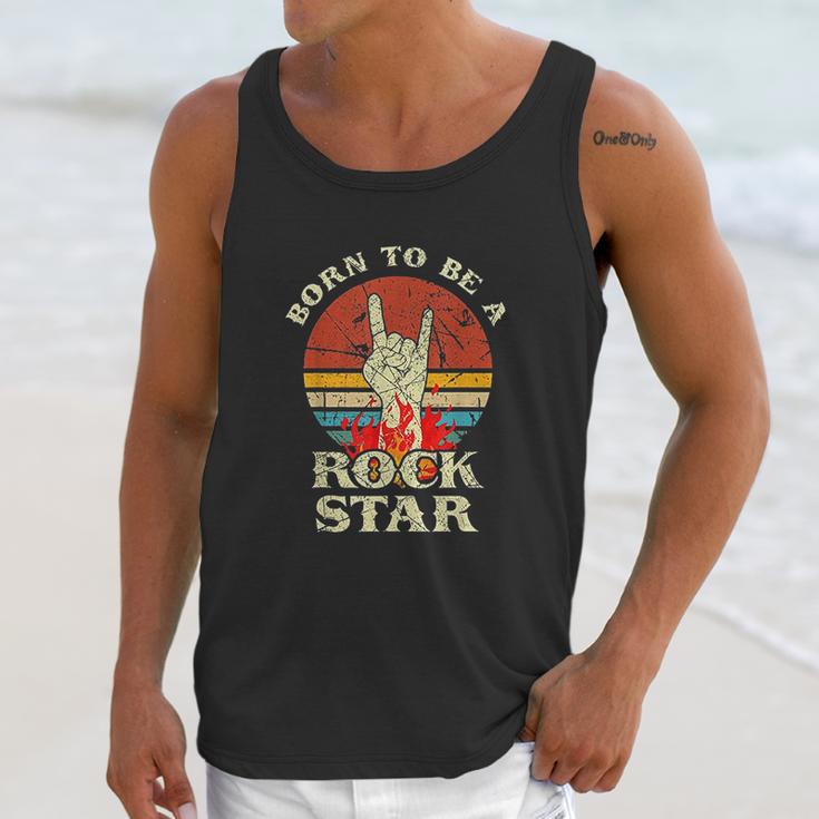 Born To Be Rock Star Hand Horns Vintage Retro Unisex Tank Top Gifts for Her