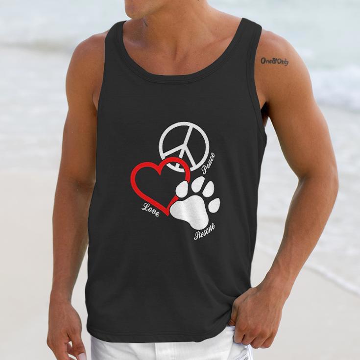 Canine Pet Rescue Cpr Peace Love Rescue With Pawprint Dog Puppy Unisex Tank Top Gifts for Her