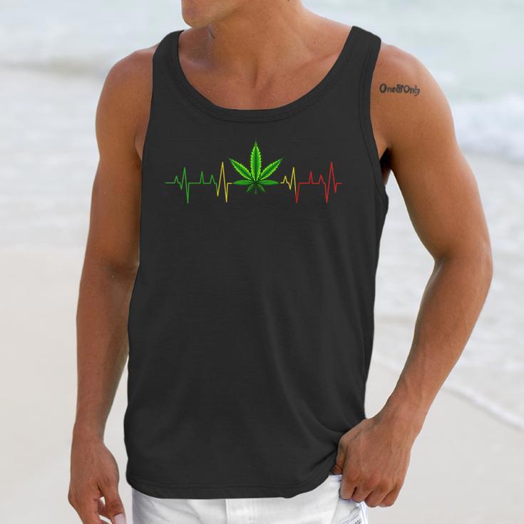 Cannabis Heartbeat Weed Marijuana Pot Ganja Leaf Stoner Unisex Tank Top Gifts for Her