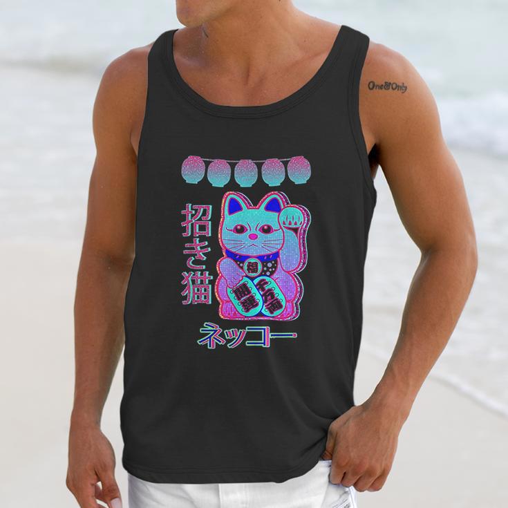 Cat Japanese Welcome Vaporwave Aesthetic Otaku | Maneki Neko Unisex Tank Top Gifts for Her