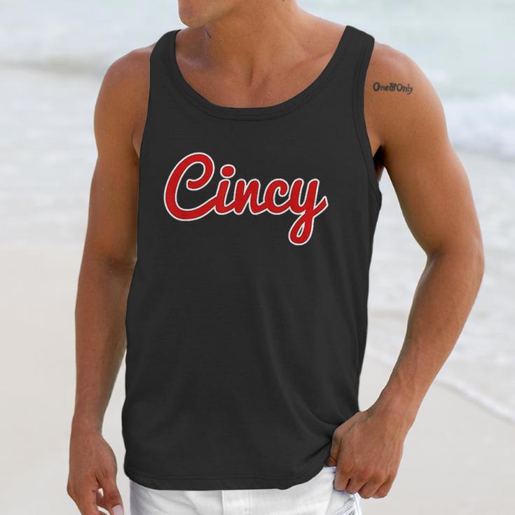 Classic Red Script Cincy City Unisex Tank Top Gifts for Her