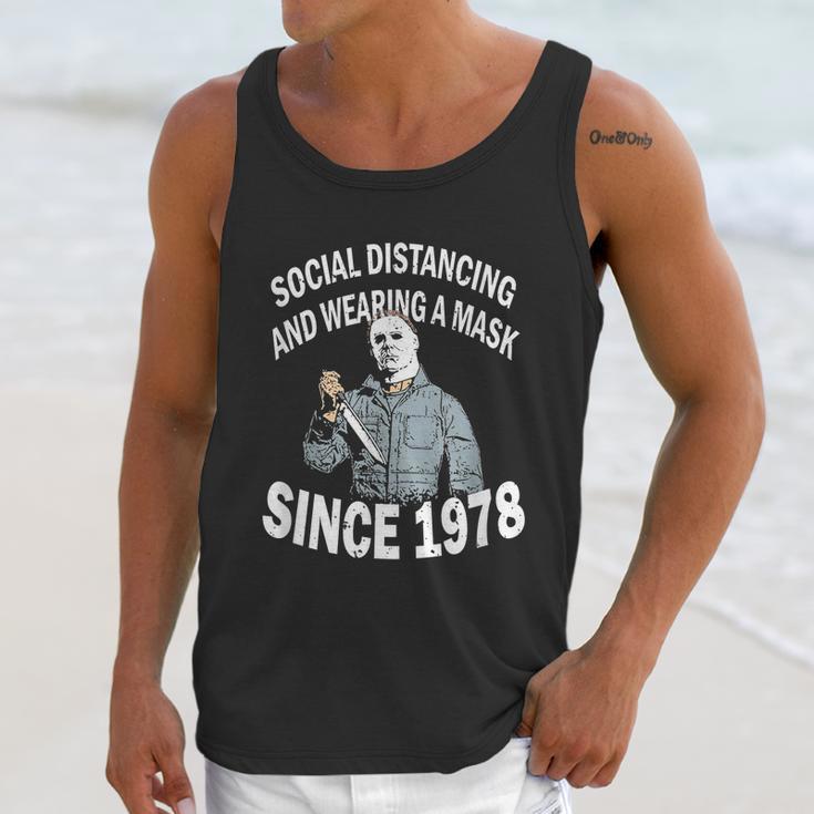 Cute Halloween Funny Halloween Day Social Distancing And Wearing A Mask Since V2 Unisex Tank Top Gifts for Her