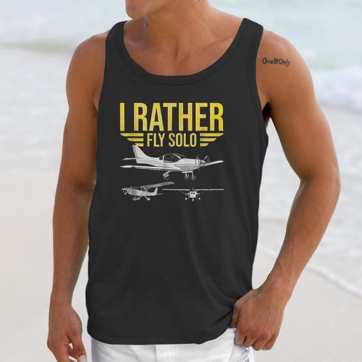 Distressed I Rather Fly Solo Funny Airplane Pilot Unisex Tank Top Gifts for Her