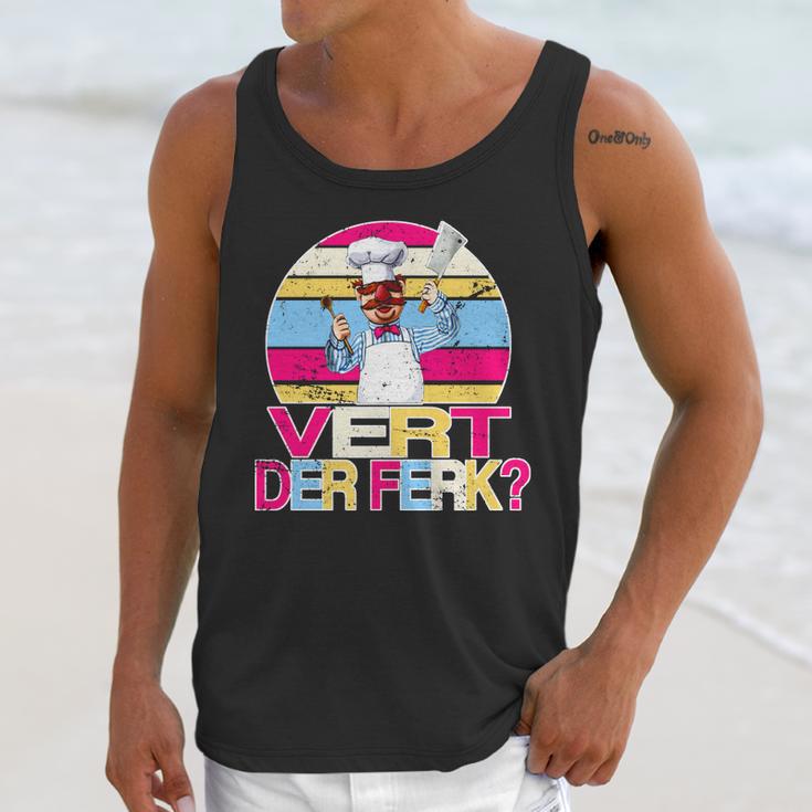 Distressed Vert Der Ferk Retro Chef Unisex Tank Top Gifts for Her