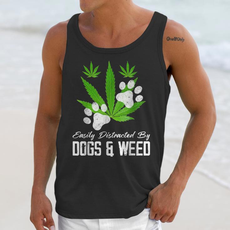 Easily Distracted By Dogs And Weed Cannabis 420 Outfits Unisex Tank Top Gifts for Her