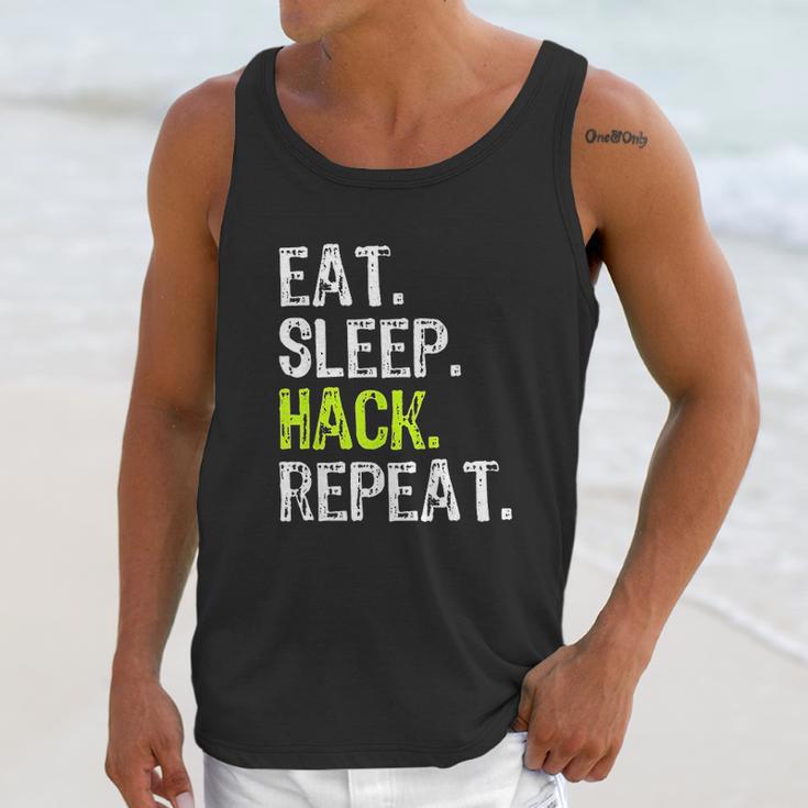 Eat Sleep Hack Hacker Hacking Security Funny Gift Unisex Tank Top Gifts for Her