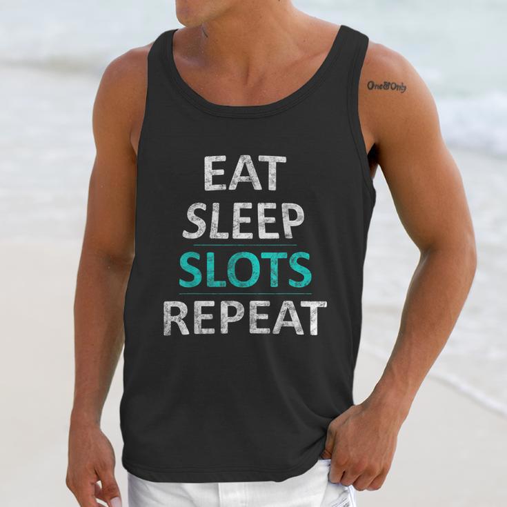 Eat Sleep Slots Repeat Funny Casino Unisex Tank Top Gifts for Her