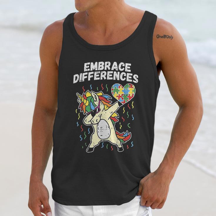 Embrace Differences Dabbing Unicorn Unisex Tank Top Gifts for Her