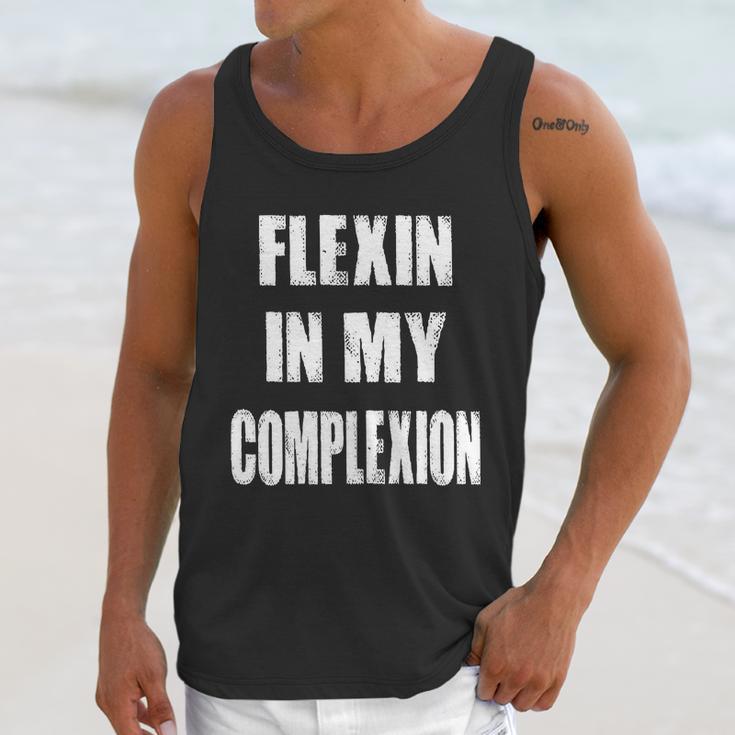 Flexin My Complexion Distressed Logo Unisex Tank Top Gifts for Her