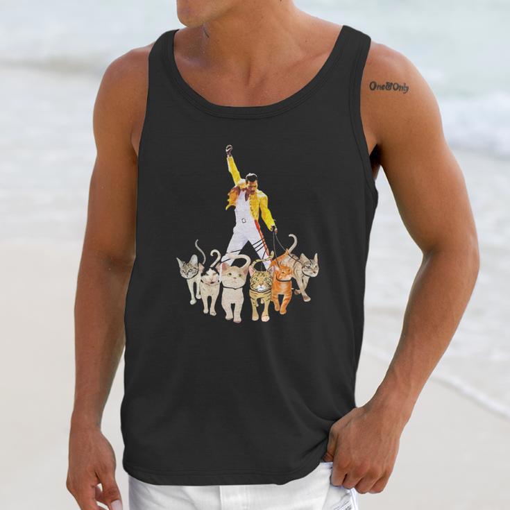 Freddie Mercury With Yellow Jacket And Cats Unisex Tank Top Gifts for Her