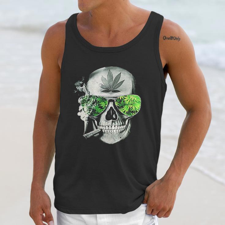 Funny Style Cannabis Marijuana Skull Mens Unisex Tank Top Gifts for Her