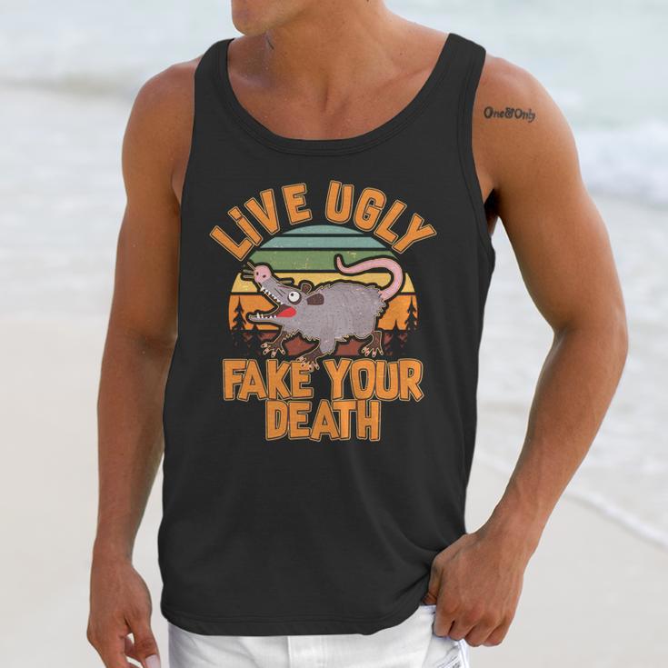 Funny Vintage Live Ugly Fake Your Death Unisex Tank Top Gifts for Her